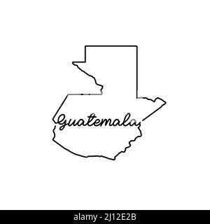 Guatemala skizzieren Karte mit dem handschriftlichen Namen des Landes. Kontinuierliche Linienzeichnung des patriotischen Heimatzeichens. Eine Liebe für eine kleine Heimat. id mit T-Shirt-Aufdruck Stock Vektor