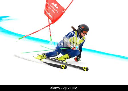 Soldeu, Andorra, Andorra. 19. März 2022. Die schwedische Alpinskifahrerin Lisa Nyberg tritt beim WomenÃs Riesenslalom FIS European Cup Finals an. (Bild: © Brisa Palomar/Pacific Press via ZUMA Press Wire) Stockfoto