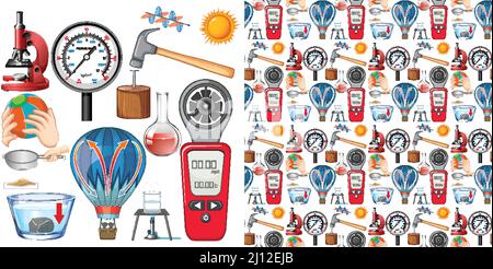 Nahtlose Hintergrund mit Wissenschaft Ausrüstungen Illustration Stock Vektor