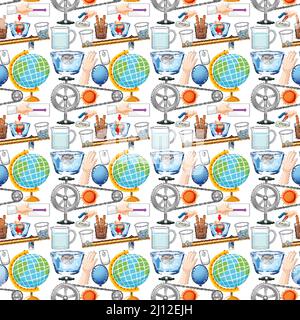 Nahtlose Hintergrund mit Wissenschaft Ausrüstungen Illustration Stock Vektor