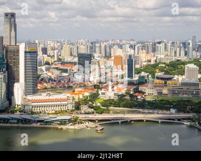 Blick vom SkyPark auf Marina Bay Sands - Singapur Stockfoto