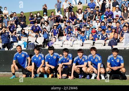 Sydney, Australien. 21. März 2022. Japan Team Group Football/Japan National Team während eines Trainings vor der FIFA WM Katar 2022 Asian Qualifier FINALE Runde Gruppe B Spiel gegen Australien im Netstrata Jubilee Stadium in Sydney, Australien . Quelle: AFLO/Alamy Live News Stockfoto