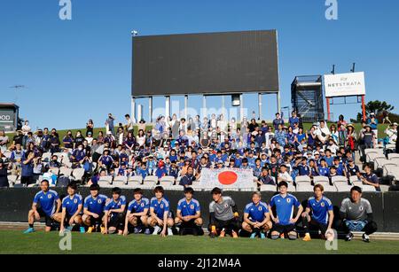 Sydney, Australien. 21. März 2022. Japan Team Group Football/Japan National Team während eines Trainings vor der FIFA WM Katar 2022 Asian Qualifier FINALE Runde Gruppe B Spiel gegen Australien im Netstrata Jubilee Stadium in Sydney, Australien . Quelle: AFLO/Alamy Live News Stockfoto