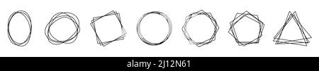 Polygonale Rahmen. Abstrakte dünne lineare Rahmen. Vektorgrafik. Schwarze geometrische Rahmen auf Weiß isoliert. Stock Vektor