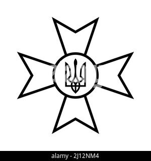 Wappen der Ukraine auf dem Malteserkreuz. Vektorgrafik. Grafikdesign-Element. Stock Vektor