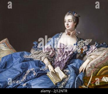 Jeanne Antoinette Poisson (1721-1764), Madame de Pompadour, Öl auf Leinwand Porträtmalerei von François Boucher, 1756-1758 Stockfoto