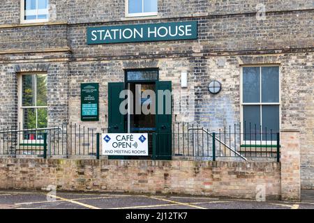 Café und Tagungsräume im Station House, Bahnhof Wickham Market, Campsea Ashe, Suffolk, England, Großbritannien Stockfoto