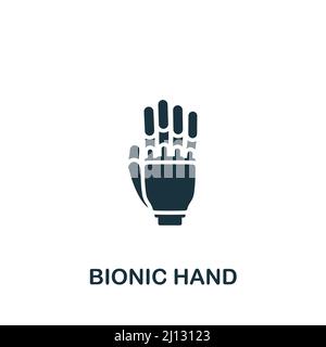 Bionisches Handsymbol. Monochromes, einfaches Symbol für Vorlagen, Webdesign und Infografiken Stock Vektor