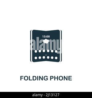 Symbol für faltbares Telefon. Monochromes, einfaches Symbol für Vorlagen, Webdesign und Infografiken Stock Vektor
