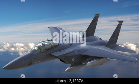McDonnell Douglas F-15E Strike Eagle mit Standoff-Cruise Missile AGM-158 JASSM Bewaffnung Stockfoto