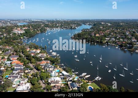 Der Vorort Woolwich in Sydney am Lane Cove River. Stockfoto