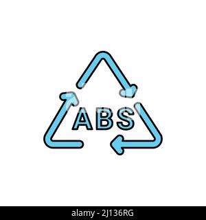 Symbol für ABS-Linie des Kunststoff-Recycling-Codes. Verbrauchscodes für Kunststoff. Bearbeitbare Kontur. Stock Vektor