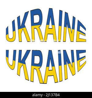 Wort Ukraine gelb blau Farbe Flagge Text aufgeblasen, Ukraine Krieg zu stoppen Stock Vektor