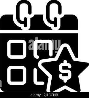 Jährliches Bonus-Symbol für schwarze Glyphe Stock Vektor