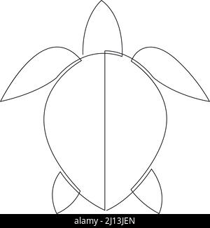 Handzeichnung Tier. Meeresschildkröte kontinuierliche Linie Vektor-Design isoliert auf weißem Hintergrund. Stock Vektor