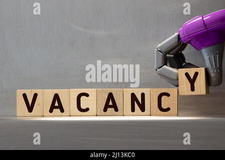 Stellenausschreibung Wort auf Holz Block geschrieben. Stellenausschreibung text auf Holz- Tabelle für Ihr Design, Konzept. Stockfoto