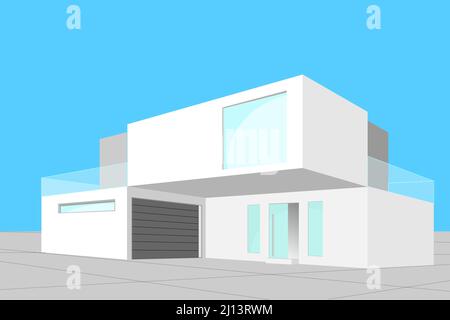 Architektonische Skizze eines modernen exklusiven Hauses. Konstruktion Perspektive Architektur Kunst Hintergrund. Vektorgrafik Stock Vektor