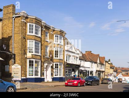 Blick auf die Gebäude in der North Street, Bishop's Stortford. VEREINIGTES KÖNIGREICH Stockfoto