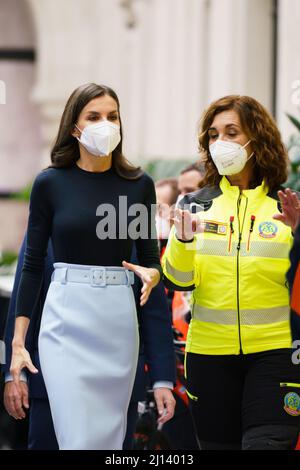 Madrid, Spanien. 22. März 2022. Königin Letizia von Spanien während der zentralen Gedenkfeier von SAMUR- Katastrophenschutz, die 30 Jahre im Dienste der Bürger feiert, im Palast von Cibeles in Madrid. Kredit: SOPA Images Limited/Alamy Live Nachrichten Stockfoto