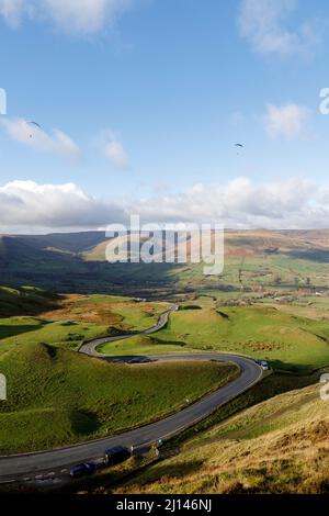 Blick über Derbyshire vom Mam Tor im Peak District Stockfoto