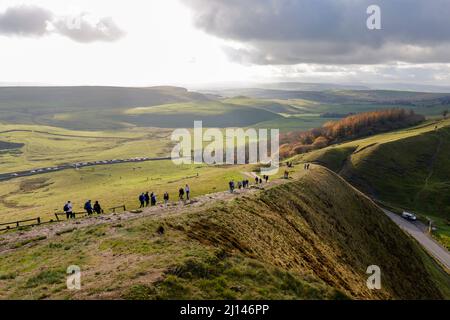 Blick über Derbyshire vom Mam Tor im Peak District Stockfoto