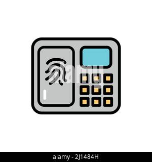 Symbol für die Farblinie des Fingerabdruckgeräts. Biometrisches Identifikationselement. Stock Vektor