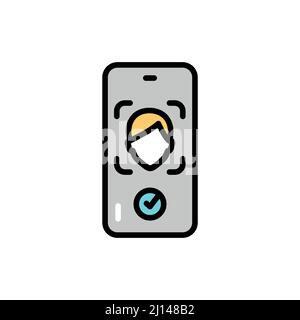 Identifizierungsgesicht auf dem Smartphone-Farbsymbol. Tiefes Gesicht. Stock Vektor