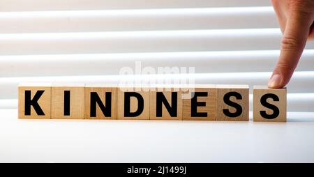 FREUNDLICHKEIT Wort mit Bausteinen gemacht, Konzept Stockfoto