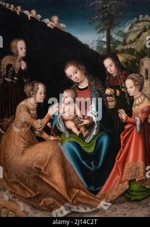 Lucas Cranach der Ältere - die mystische Ehe der heiligen Katharina von Alexandria (1516-18) Stockfoto