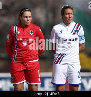 Suning Center, Mailand, Italien, 20. März 2022, Amanda Tampieri (UC Sampdoria) und Stefania Tarenzi (UC Sampdoria) während des Inter - FC Internazionale vs Stockfoto