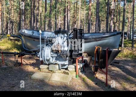 Hel, Polen - 20. März 2022: Militärisches Freilichtmuseum. Das Coastal Defense Museum in Hel Stockfoto