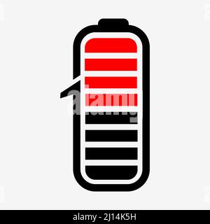 Vektor des Batterielogos Nummer eins. Flaches Design. Vektorgrafik auf weißem Hintergrund. Stock Vektor
