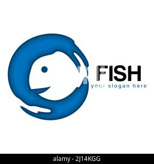 Vektor mit Fischlogo. Flaches Design. Vektorgrafik auf weißem Hintergrund. Stock Vektor