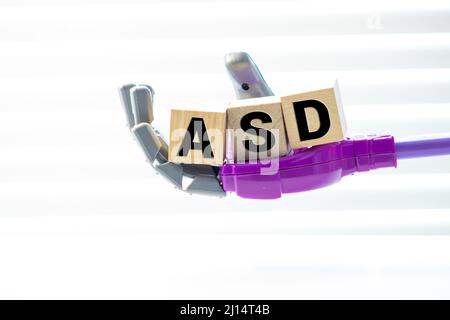 Autismus Spektrum Störung ASD horizontale Blöcke, Geschäftskonzept. Stockfoto