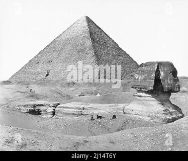 Die große Pyramide und die Sphinx von Francis Frith, 1858 Stockfoto