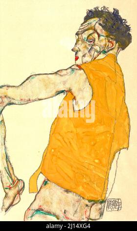 Egon Schiele - Selbstporträt in gelber Weste - 1914 Stockfoto