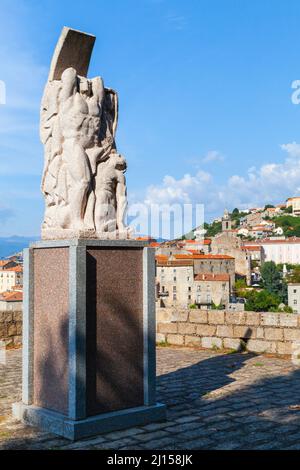 Sartene, Frankreich - 19. August 2018: Kriegsdenkmal Sartene, Insel Korsika Stockfoto