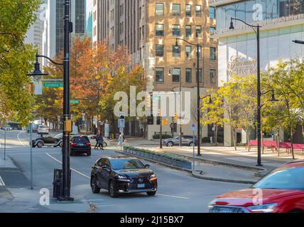 Downtown Vancouver Moderne Architektur und Lifestyle in einer Stadt - November 11,2020. Straßenbild, Reisefoto, selektiver Fokus Stockfoto