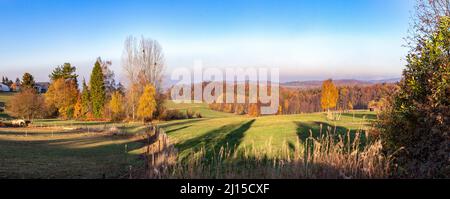 Ländliche Landschaft in der Region Taunus im schönen Morgenlicht Stockfoto