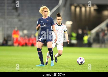 firo: Fuvuball: Fußball: 22.03.2022 Champions League der Frauen, Viertelfinale der Saison 2021/2022, erste Etappe des FC Bayern Mvºnchen - Paris Saint-Germain, Kheira Hamraoui, Paris Saint-Germain, PSG, Paris, Ganze Figur, Stockfoto