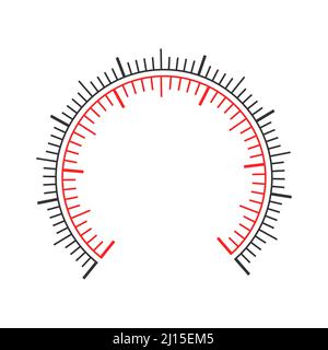 Skala des Druckmessers. Manometer, Barometer, Tachometer, Tonometer, Thermometer, benutzeroberfläche des navigators oder Anzeigewerkzeugs. Dashboard-Messvorlage mit zwei runden Diagrammen. Vektorgrafik Stock Vektor