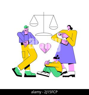 Scheidung abstrakte Konzept Vektor Illustration. Auflösung der Ehe, Trennung, durch Scheidungsurteil, Konflikt zwischen Ehemann und Ehefrau, gesundes Auseinanderbrechen, Eltern kämpfen, abstrakte Metapher aufbrechen. Stock Vektor