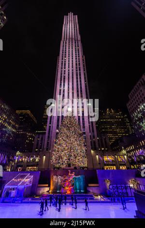 Rockefeller Center Weihnachtsbaum Stockfoto