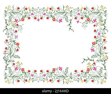 Blumen und Pflanzen Grenze, isolierte Illustration, Stock Vektor