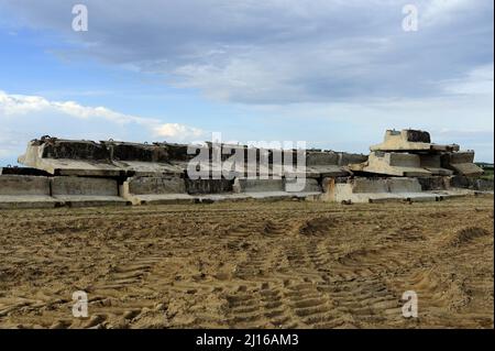 Betonblöcke, Landschaft, Flächenhärtung, Investitionen, Betonplatten, Alt, Rohstoff, gebraucht, Stockfoto
