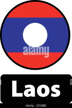 Die runde Nationalflagge von Laos. Editierbare Vektoren. Stock Vektor