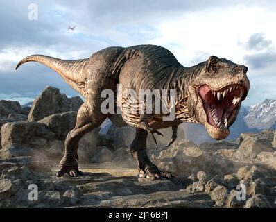 Tyrannosaurus aus der Kreidezeit 3D-Illustration Stockfoto