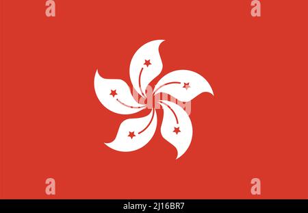 Hongkong-Flagge. Sonderverwaltungsregion Hongkong. Bearbeitbarer Vektor. Stock Vektor