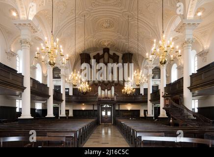 St Martin in the Fields, Blick nach Westen auf die Orgel , St., Sankt, Saint , St., Sankt, Heiliger Stockfoto