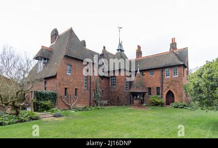 Bexleyheath bei London, Rote Haus, Wohnhaus von William Morris. Erbaut 1859 von Philipp Webb, Inneneinrichtung von William Morris im Stil der Künste und Stockfoto